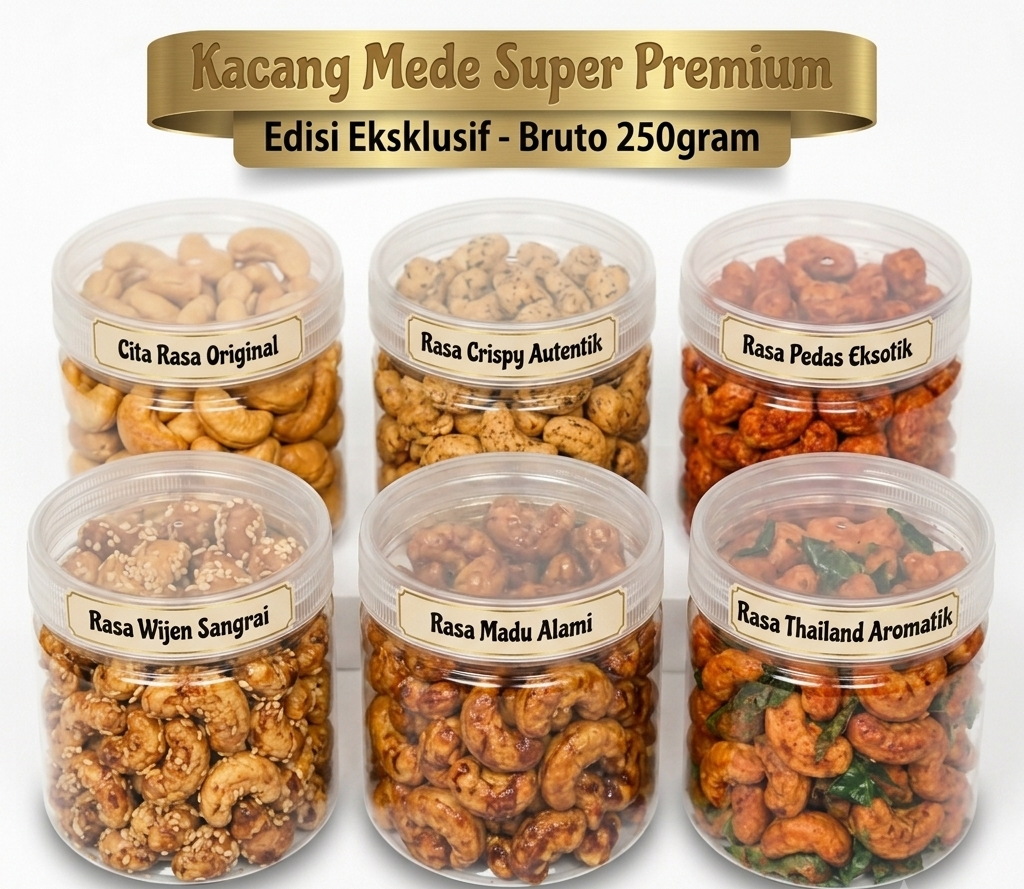 Kacang Mete Goreng Super Premium 250gr Toples Tabung - Pilihan Rasa